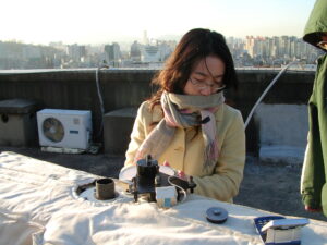 Dobson spectrophotometer and scientist.