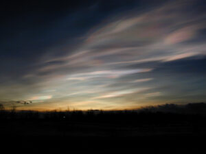 Polar stratospheric clouds over northern Sweden.