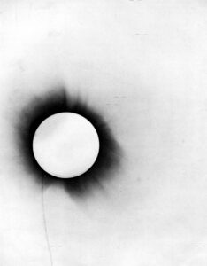 A negative of one of Eddington and Dyson's photographic plates of the eclipse.