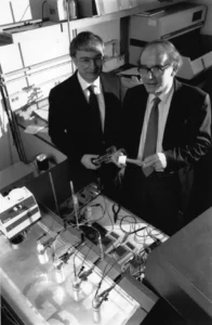 University of Utah chemists Stanley Pons (left) and Martin Fleischmann.