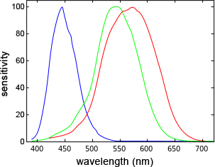 Graph showing sensitivity versus wavelength.