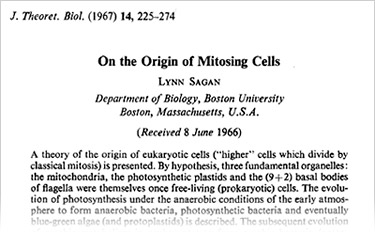 Clip of the paper: "On the Origin of Mitosing Cells" by Lynn Sagan.