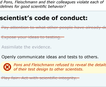 Scientist's code of conduct list at Openly communicate ideas and tests to others.