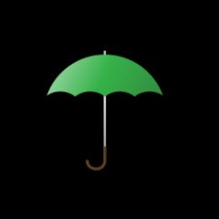 A green umbrella against a black background.