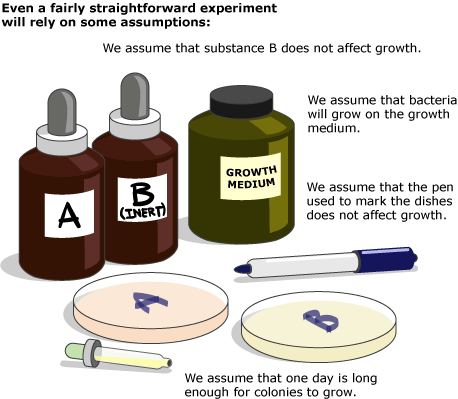 Drawing of Petri dishes, growth medium and two substances.