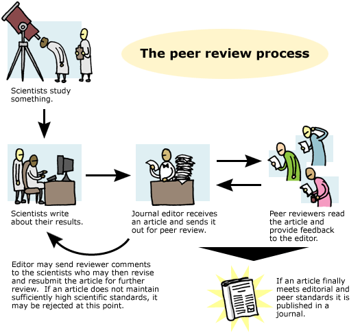 Flowchart showing cycle of peer review process.
